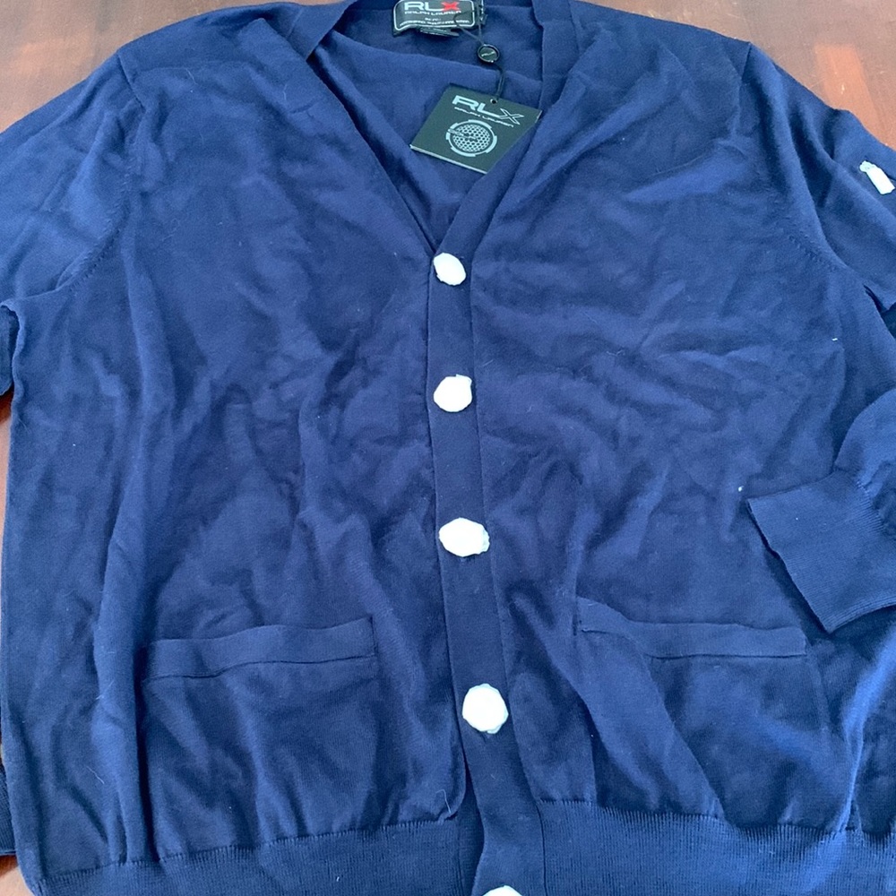 RLX  Ralph Lauren Navy performance cardigan.